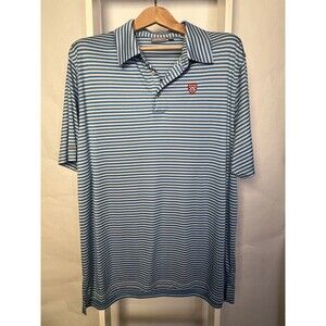 Ashworth Shirt Mens 2XL Blue Gray Golf Polo Striped Turquoise Knit